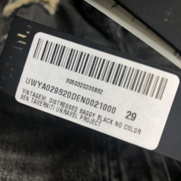 Unravel Project Sz 29 Black Distressed Baggy Jean - Picture 6 of 9